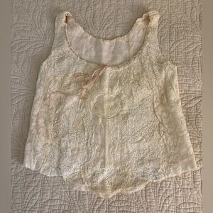 Vintage Cream Lace Camisole - Delicate Crocet Detail